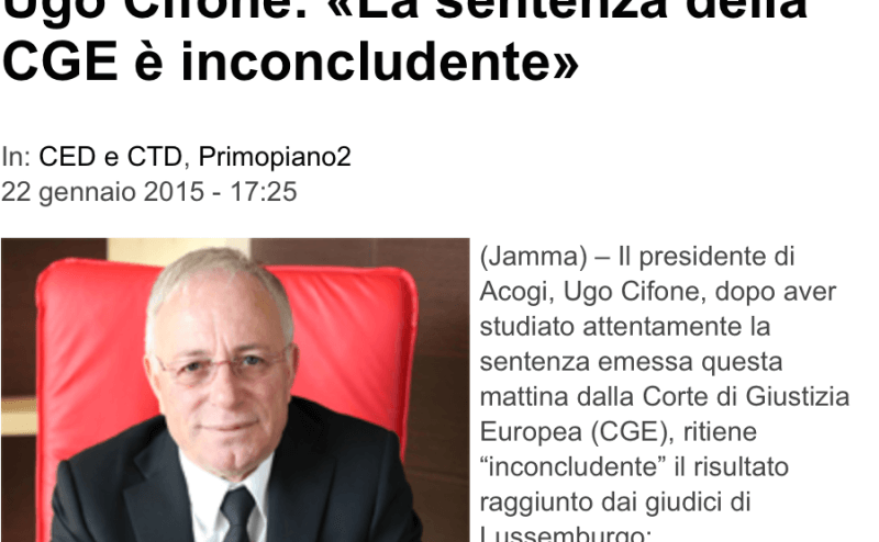 Jamma. Ugo Cifone: "La sentenza della CGE è inconcludente"